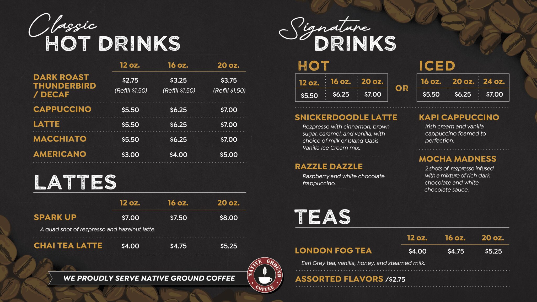 Ta Kapi Menu KAPI COFFEE BAR - Prairie Band